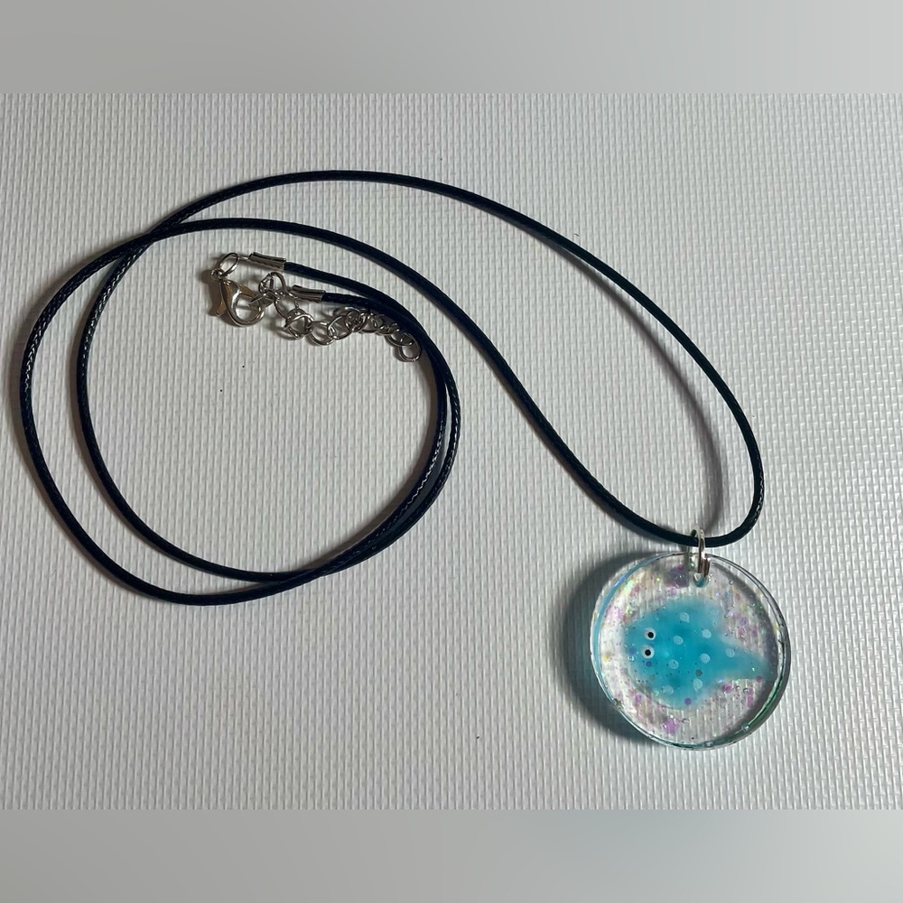 Hand Crafted Resin Blue Stingray Pendant Necklace